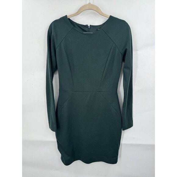 Banana Republic Dress Women 2 Green Shift Mini Long Sleeve Goblincore Gremlin - Picture 1 of 8